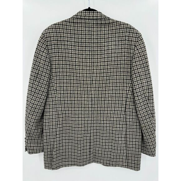 MICHAEL NOVARESE Vintage Beige Black Houndstooth 100% Wool Blazer Size 42R - Picture 7 of 12